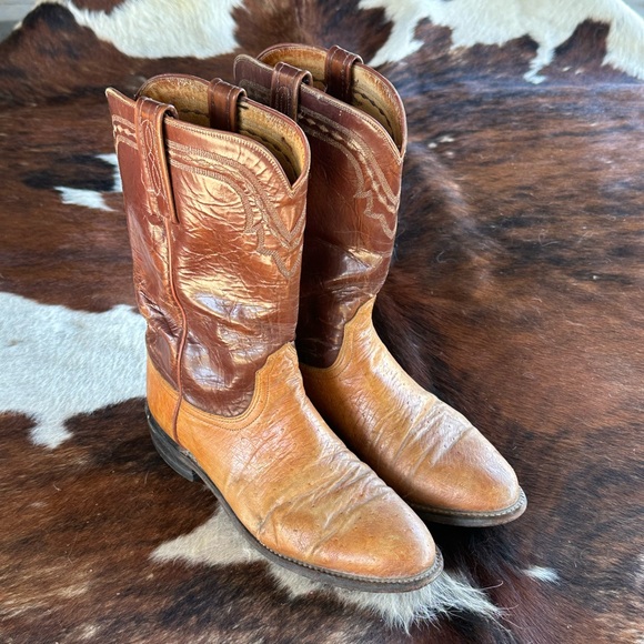 Leucchese ostrich boots men’s 7.5 d women’s 8.5 - Picture 1 of 14